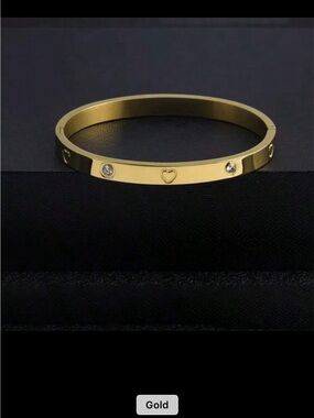 Affordable Fashion Finds Gold Heart & Crystal Accent Bangle Bracelet